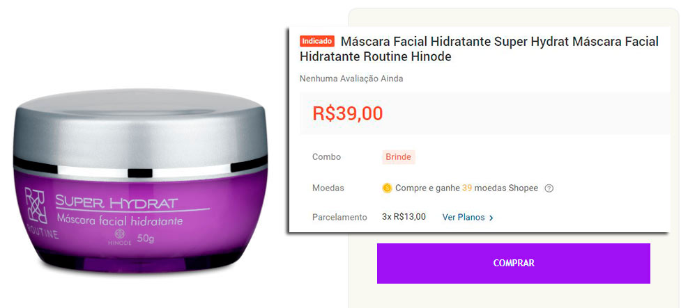 Máscara Facial Hidratante Super Hydrat Máscara Facial Hidratante Routine Hinode