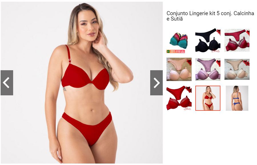 Conjunto Lingerie kit 5 conj. Calcinha e Sutiã