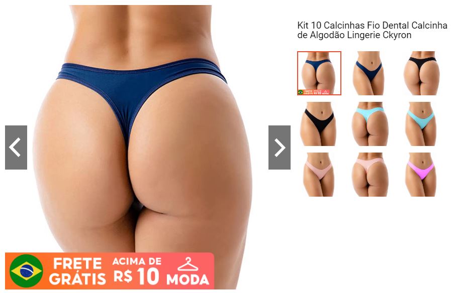 Kit 10 Calcinhas Fio Dental Calcinha de Algodão Lingerie Ckyron
