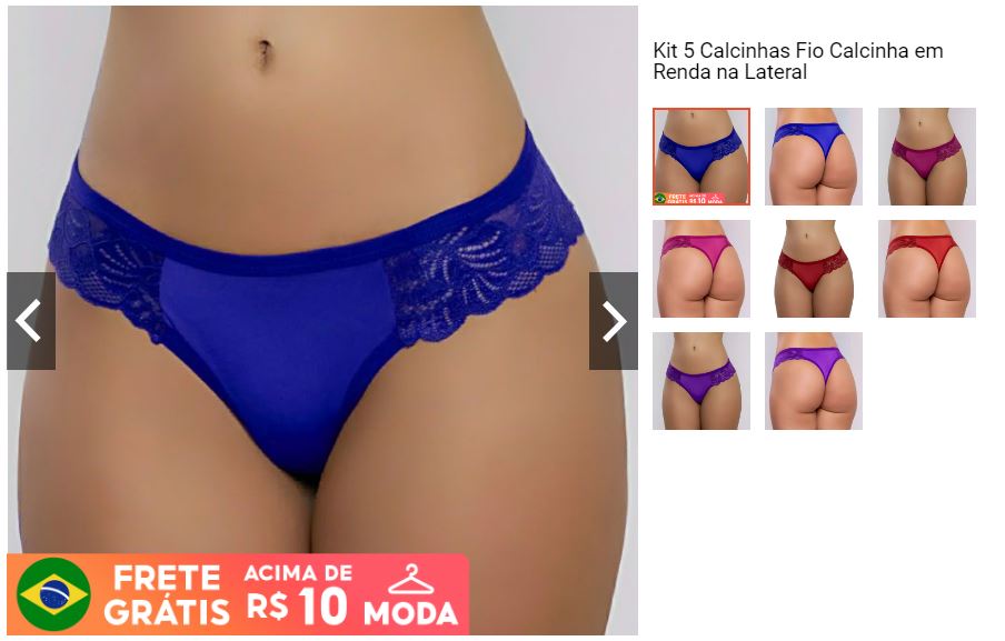 Kit 5 Calcinhas Fio Calcinha em Renda
